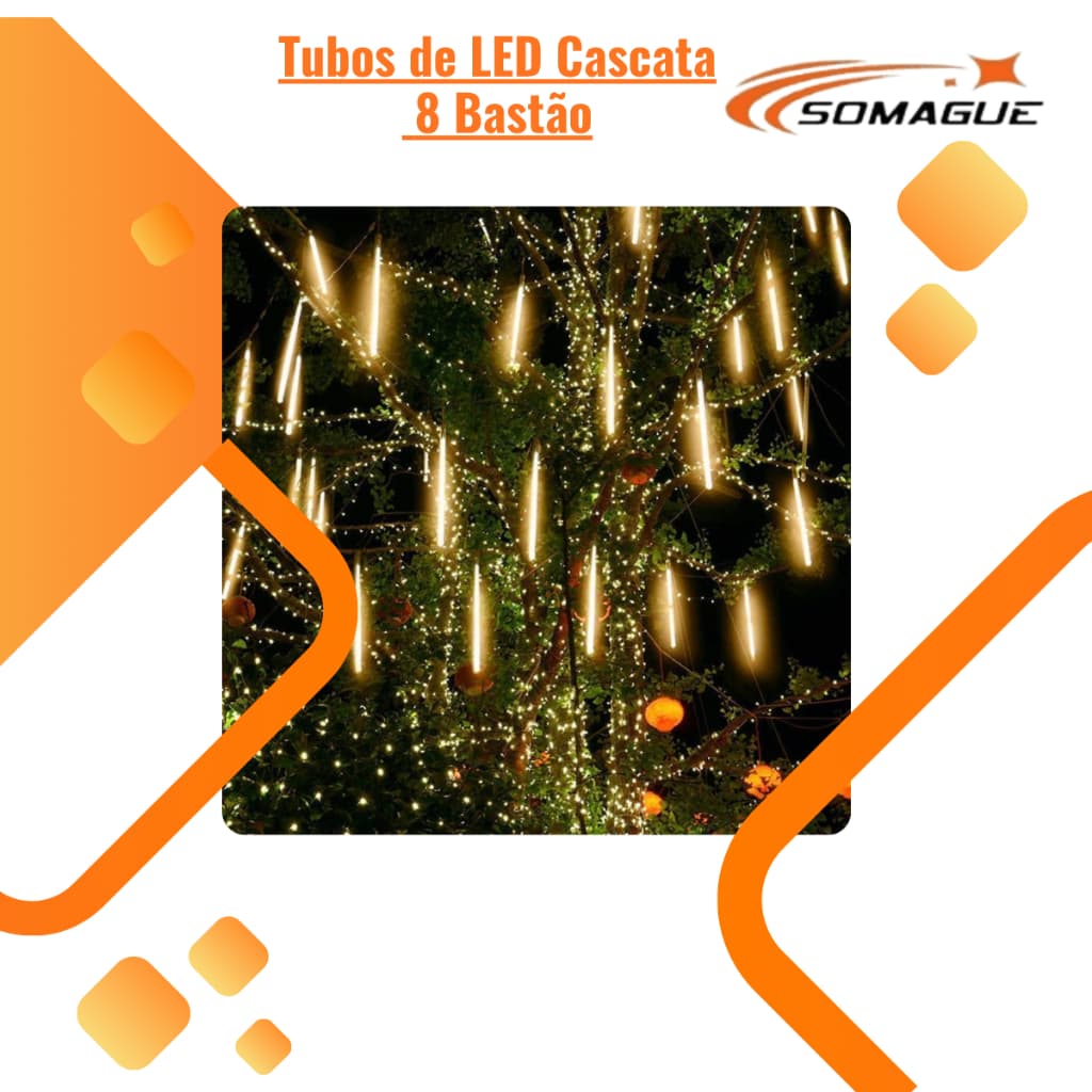 Tubos de LED Cascata 8 Bastão Luz Natal Branco Frio e Branco Quente Azul E Colorido
