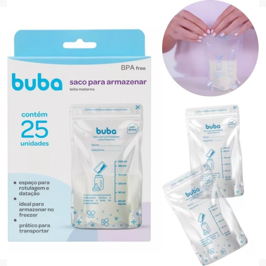 Saco Para Armazenar Leite Materno Buba Bebe Congelar 25un 50un