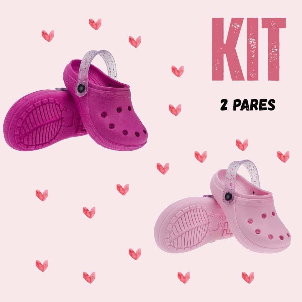 Kit 2 Pares Sandália Babuche Infantil Meninas Confortável Leve Macio Casual Antiderrapante Moderna