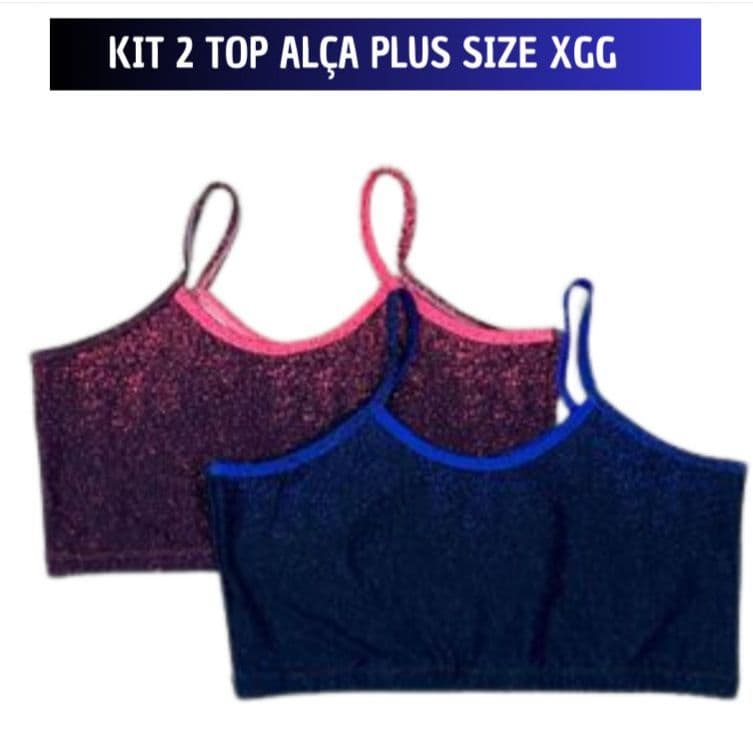 KIT 2 top plus size  academia alça fina suplex  sem bojo  sport academia piscina praia dia a dia  xgg