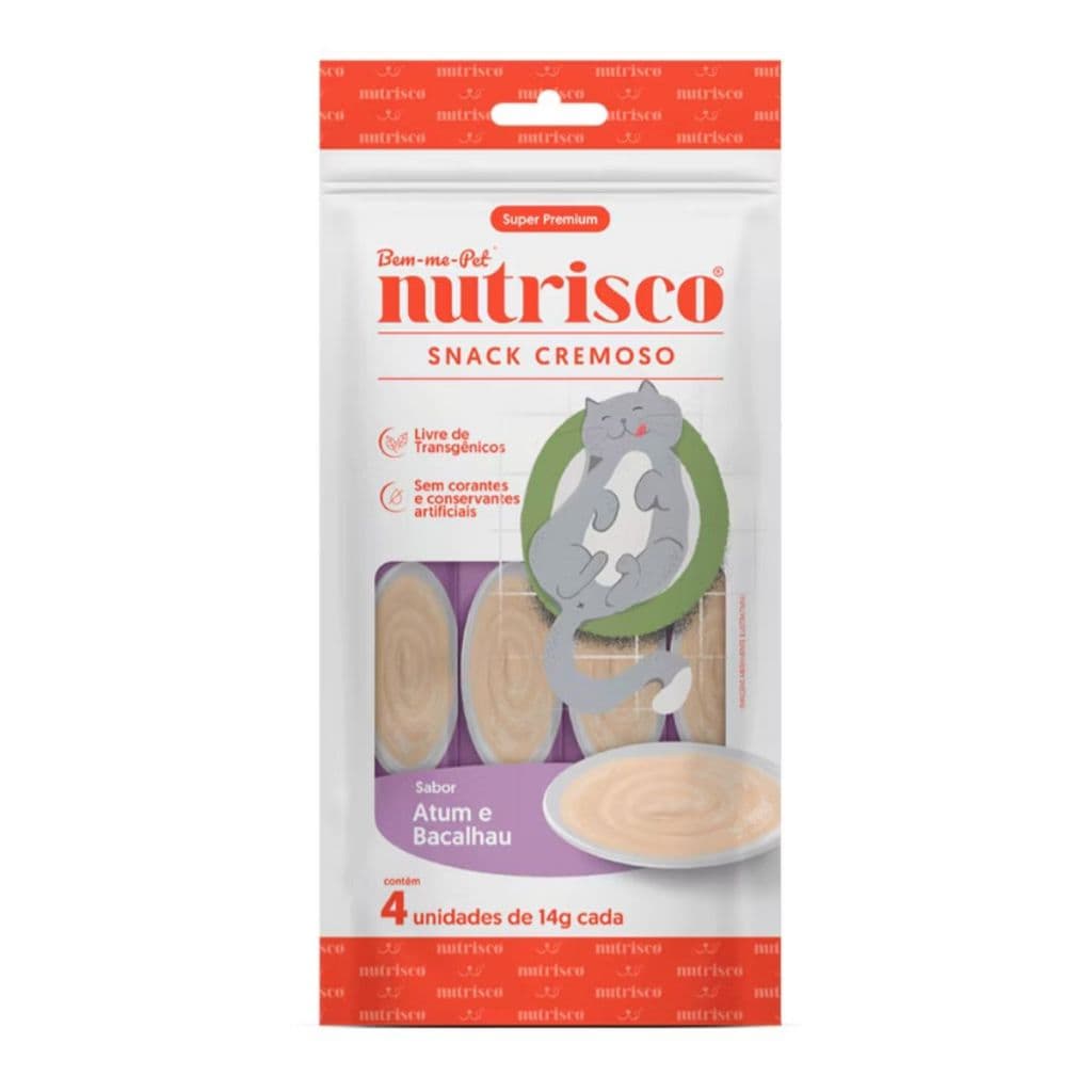 Petisco Purê Nutrisco sabor Atum e Bacalhau (4 unidades) Gatos