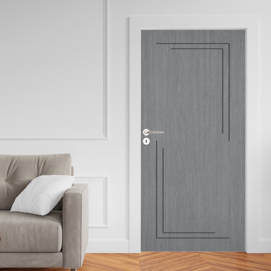 Adesivo Porta Madeira Vidro Decoração Revestimento Papel de Parede Envelopamento CINZA FRISADA - ACF0121X