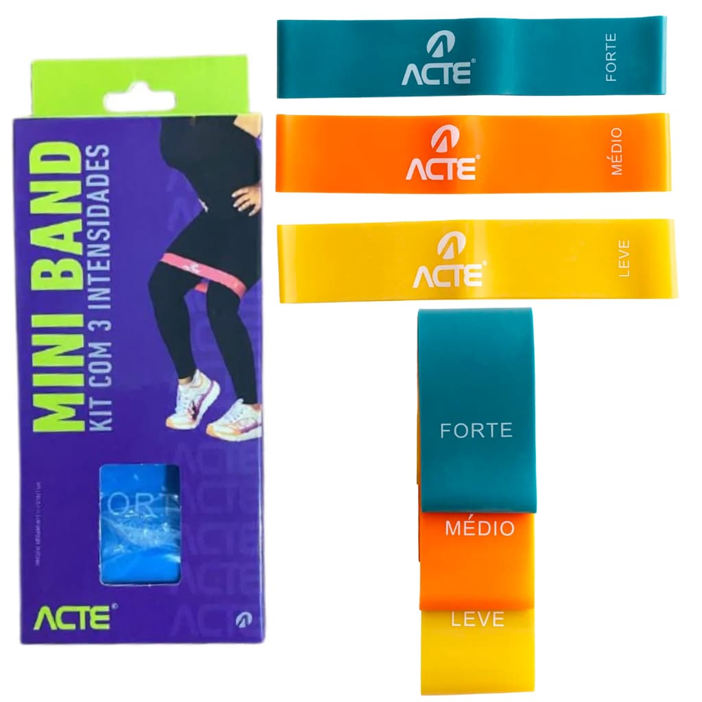 Kit Mini Band Leve Médio Forte Látex T71 Acte