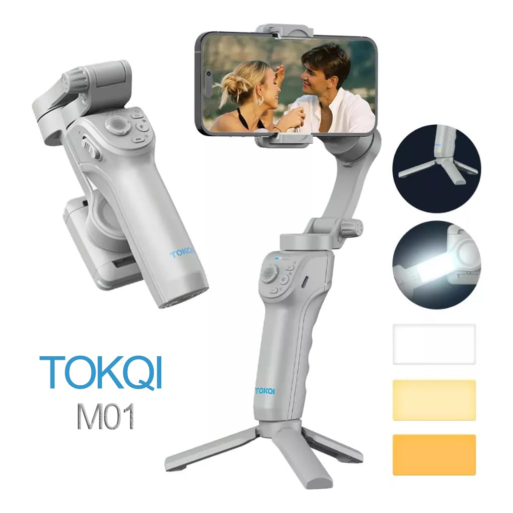 Estabilizador Gimbal Celular Com Rastreamento Facial 3 Eixos Profissional Portátil BluetoothTokqiM01