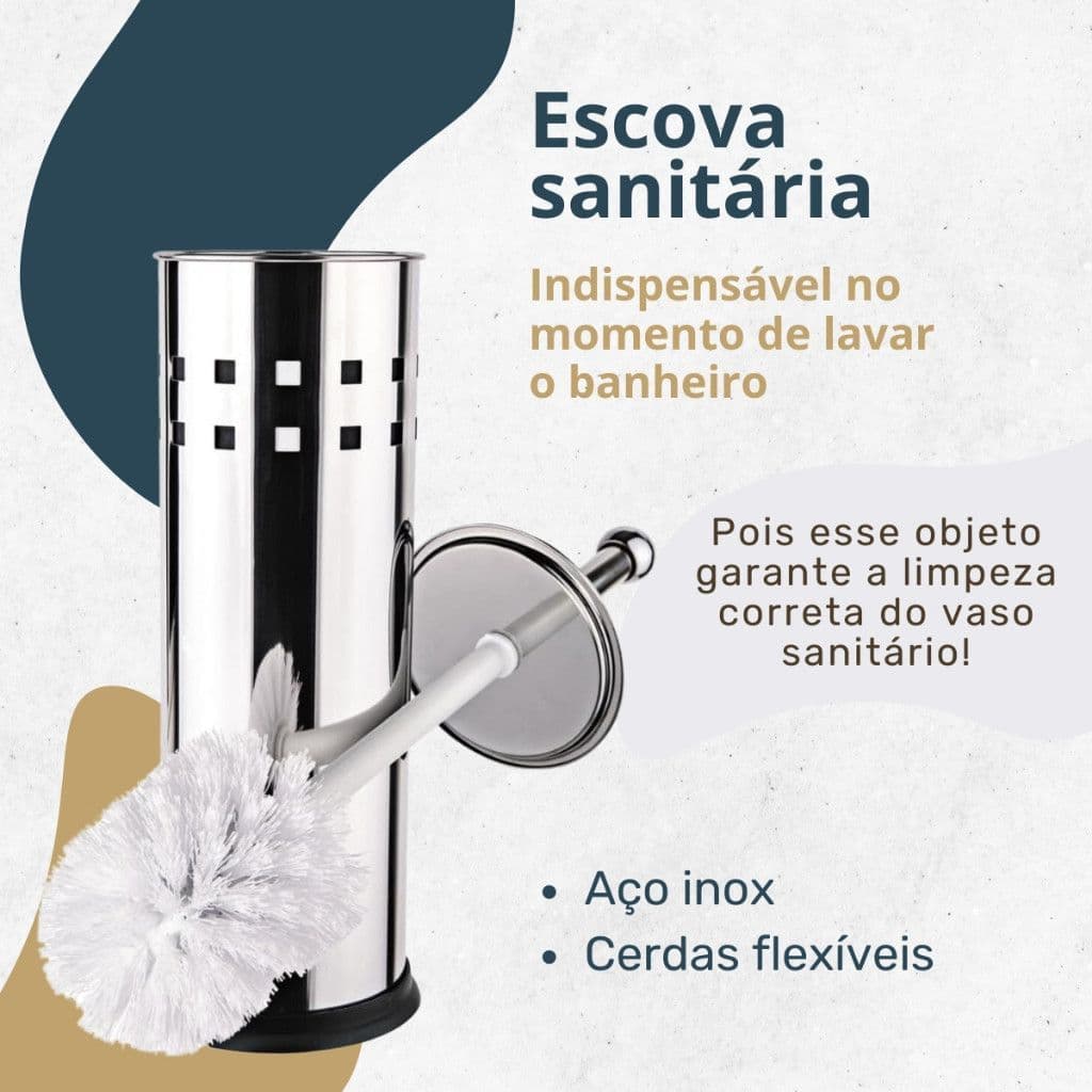 Escova Sanitária com Suporte Inox Elegância e Higiene para o Banheiro Limpeza Cuidado Esfregar  Casa