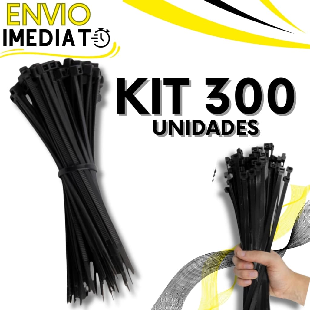 KIT Jogo 300 Enforca Gato Abraçadeira de Nylon Braçadeira Cintas Plásticas Variadas Super Resistente Presilha para Fios