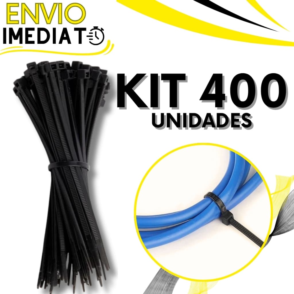 KIT Jogo 400 Enforca Gato Abraçadeira de Nylon Braçadeira Cintas Plásticas Variadas Super Resistente Presilha para Fios