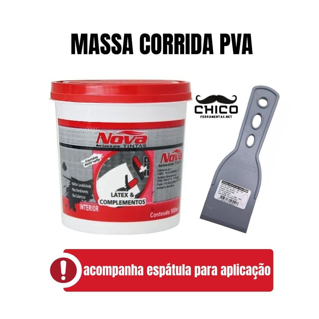 MASSA CORRIDA NOVA PVA 1/4 (900ML) COM ESPATULA