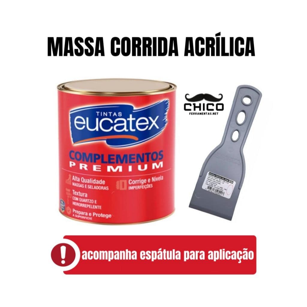 MASSA CORRIDA ACRILICA EUCATEX 1,4KGS ( 900ML ) COM ESPATULA