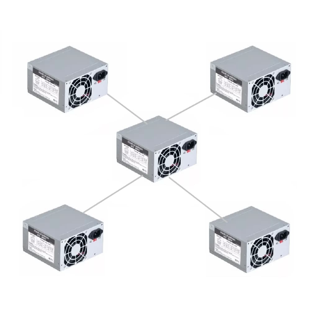 Kit 5 Fonte Alimentação Pc Atx 230w Computador 20+4 Pinos Silenciosa 2 Sata 2 Ide bivolt 01001