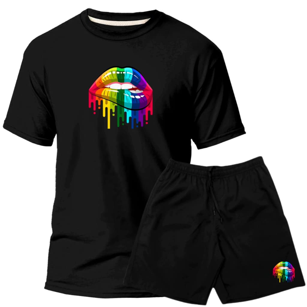 Kit Conjunto Boca Arco Iris Camiseta 100% Algodão Short Tectel com Elastano Pronta Entrega