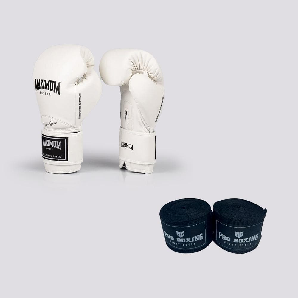 Kit Luva New Classic White Maximum + Bandagem De 5 Metros Mg