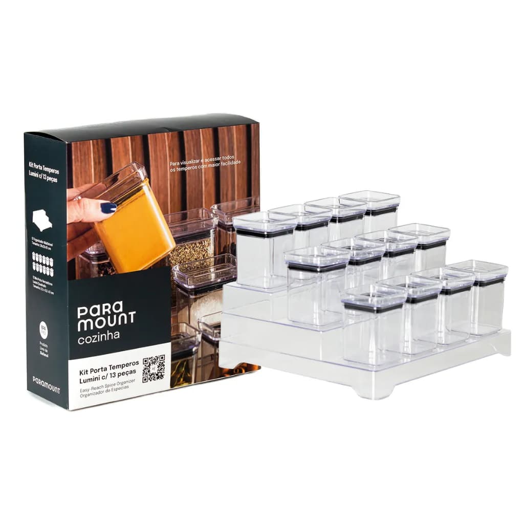 Conjunto Porta Condimentos Tempero C Suporte Mini Pote 180ml Hermético P/ Cozinha