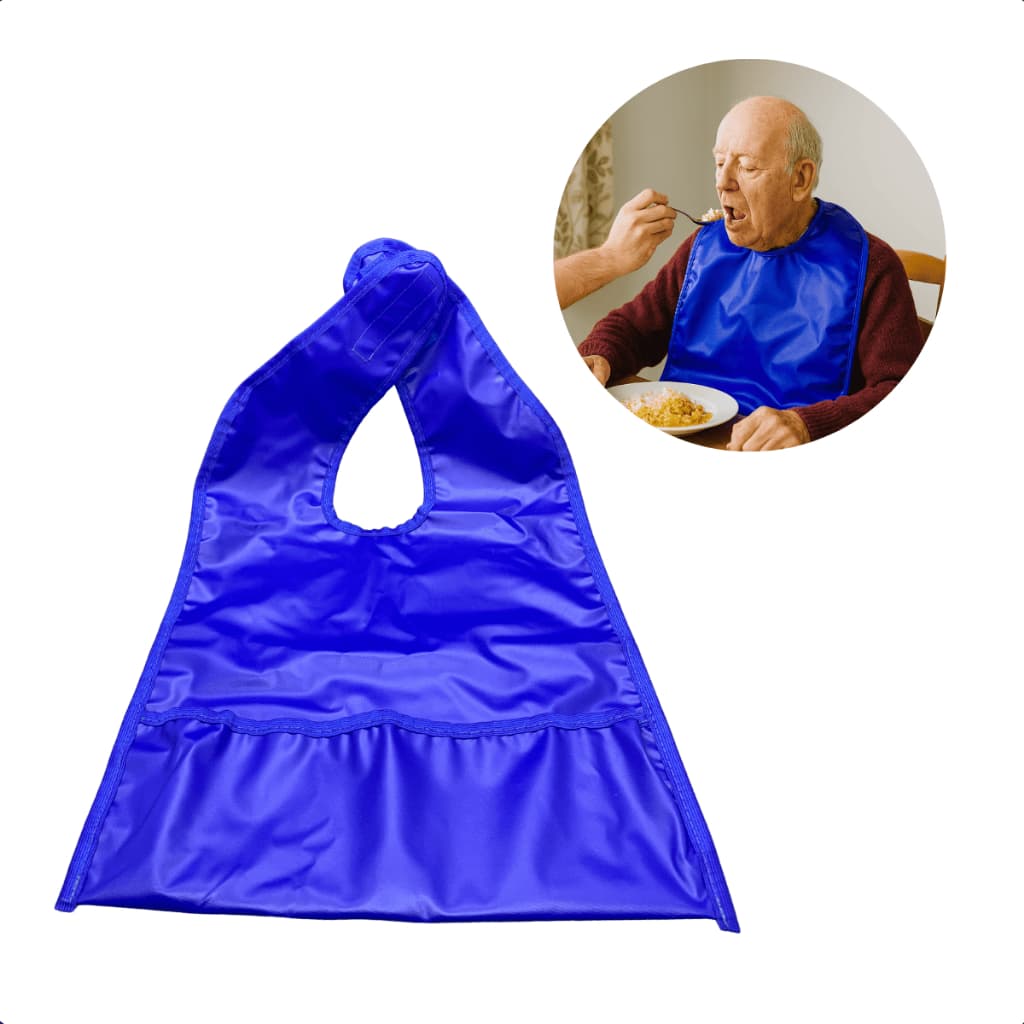 Babador Canguru Impermeável Com Bolso Azul Alimentação