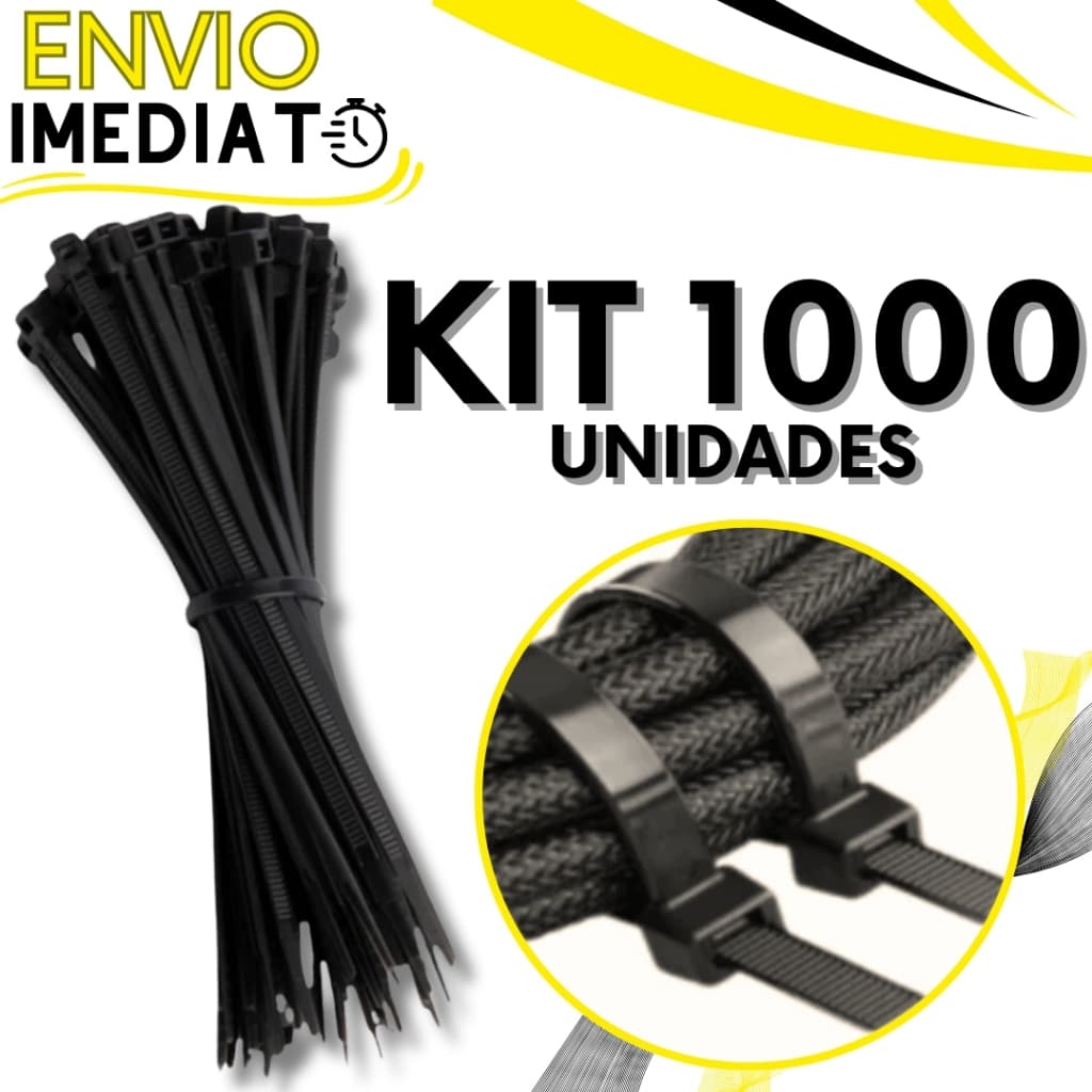 KIT Jogo 1000 Enforca Gato Abraçadeira de Nylon Braçadeira Cintas Plásticas Variadas Super Resistente Presilha para Fios
