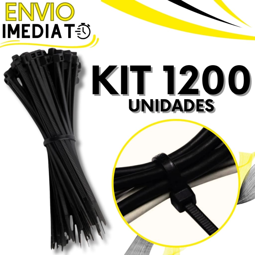 KIT Jogo 1200 Enforca Gato Abraçadeira de Nylon Braçadeira Cintas Plásticas Variadas Super Resistente Presilha para Fios