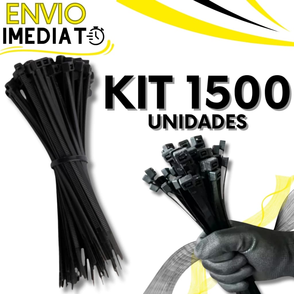 KIT Jogo 1500 Enforca Gato Abraçadeira de Nylon Braçadeira Cintas Plásticas Variadas Super Resistente Presilha para Fios