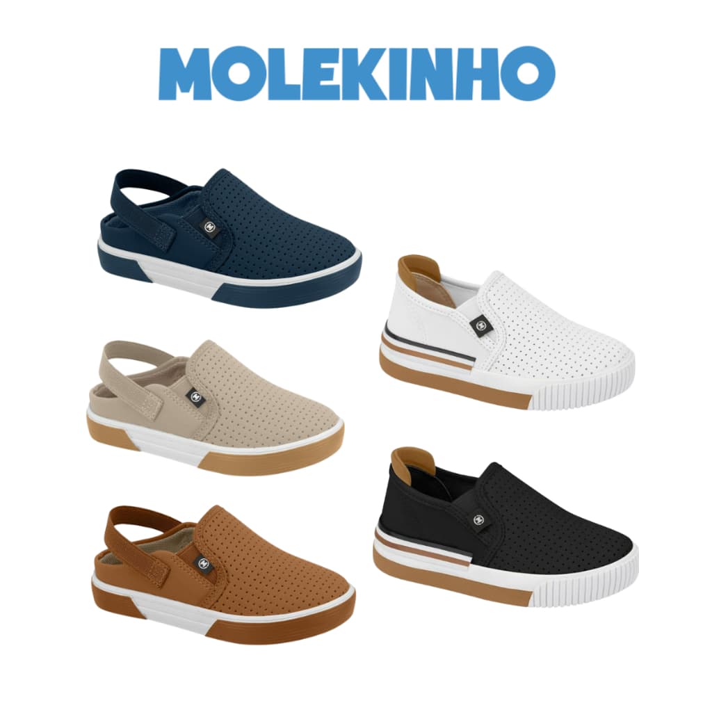 tenis infantil menino sapatenis casual sem cadarço calce fácil molekinho slip on