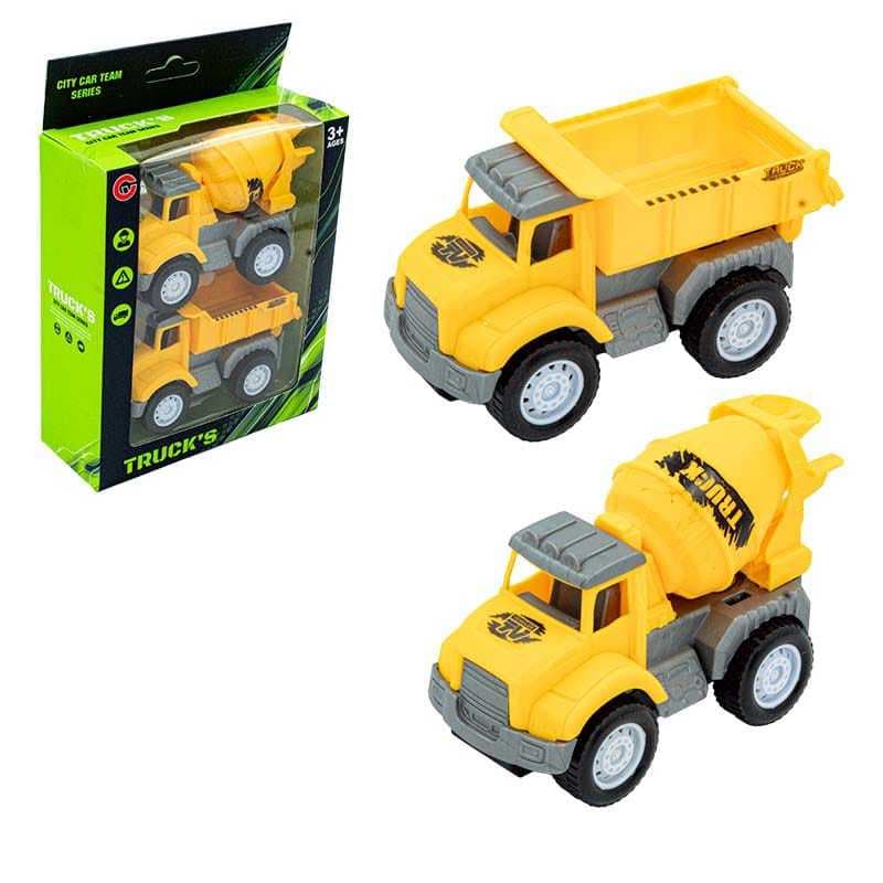 Caminhão De Construção Betoneira E Caçamba Á Fricção 2 Pcs