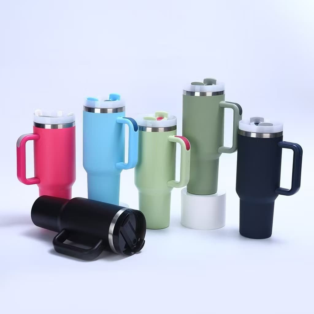 40OZ/1.2L Copo Garrafa Térmica com alça de água 1200ml com canudo metal Tumbler versão copo grande