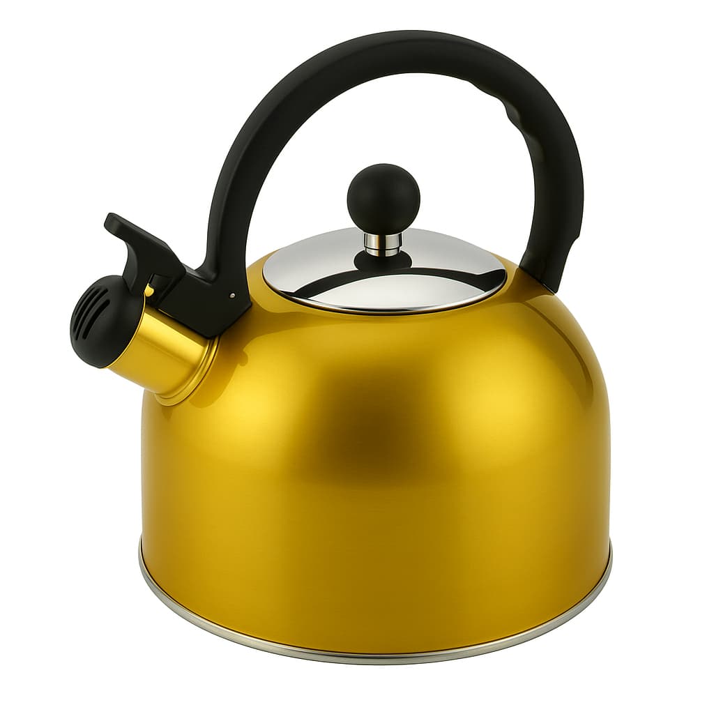 Chaleira Inox com Apito para Fogão Gás Elétrico e Indução Ferve Rápido Agua Chá Café Luxo