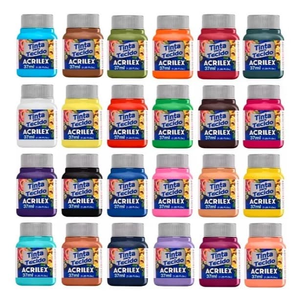 Kit Com 24 Tintas De Tecido Acrilex 37ml - Escolha As Cores