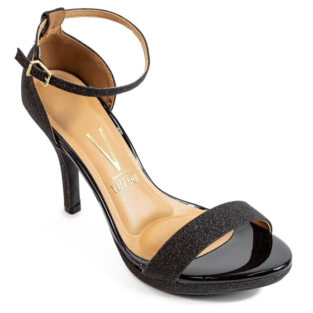 Sandália Feminina Clássica Salto Alto Fino Vizzano 6210-655 Preto Verniz