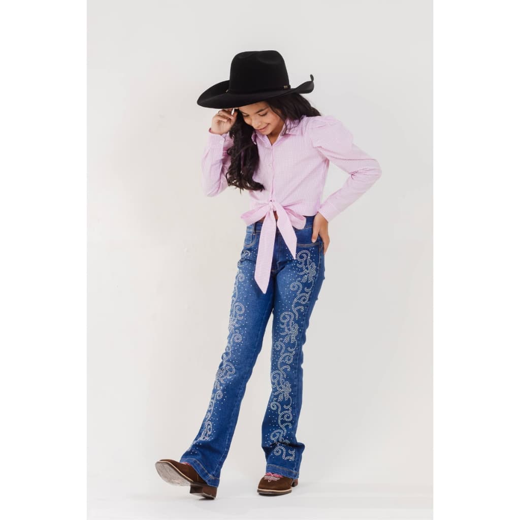 Calça Country Boiadeira Ana Castela Infantil Flare Calça Estilosa com strass de Menina