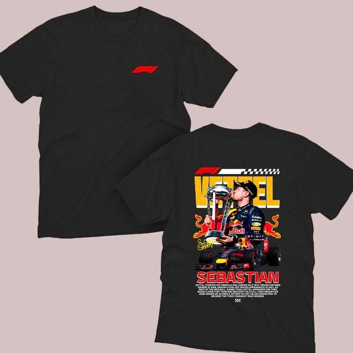 Camiseta Sebastian Vettel Piloto F1 Frente + Costas 100% Algodão Unissex
