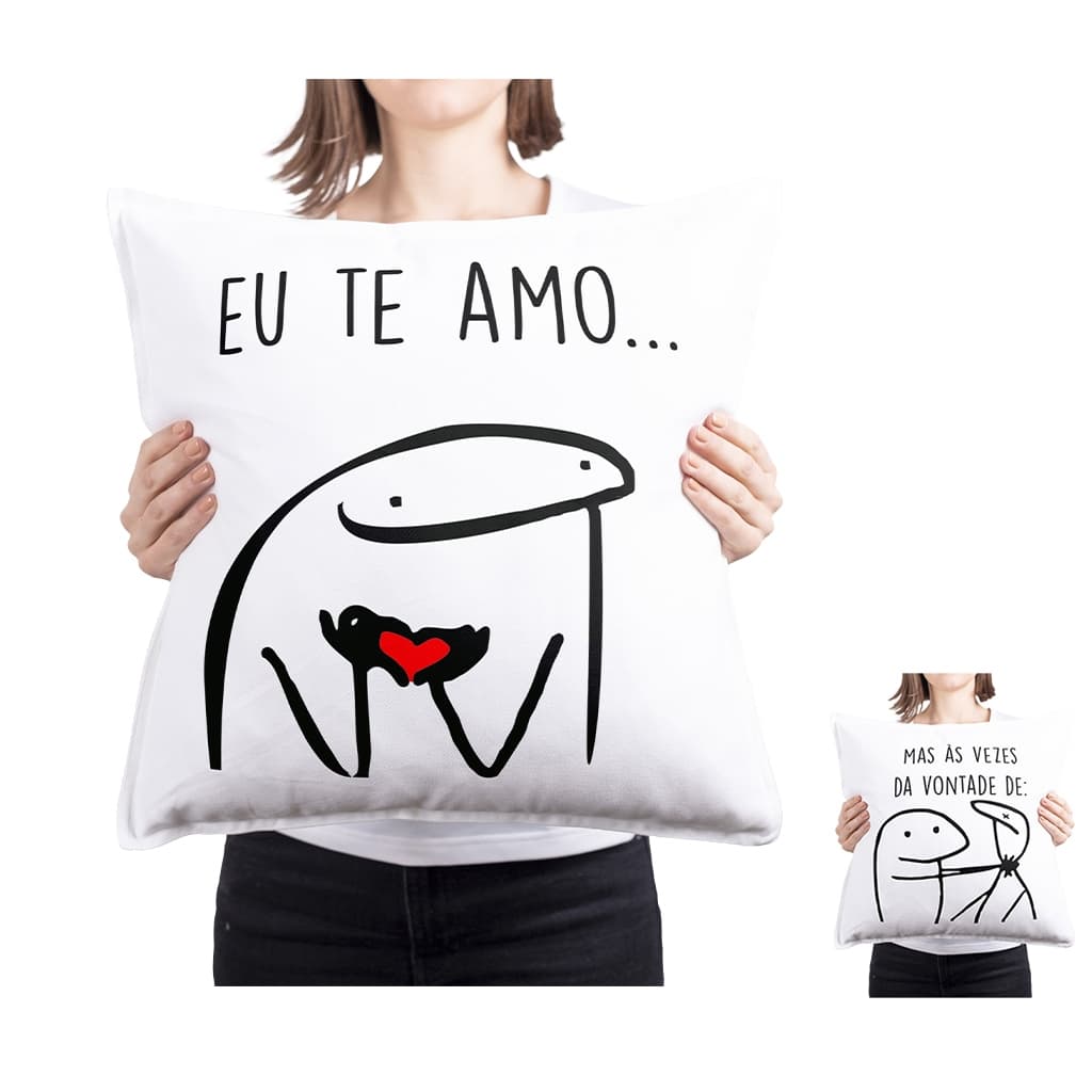 Almofada Decorativa Flork romantico frases de amor engraçadas diversos tamanhos Casal Namorados