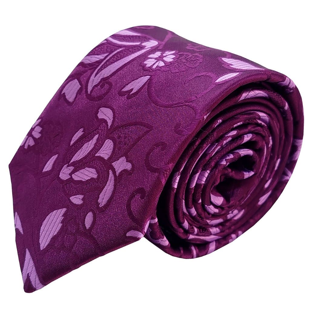 Gravata Semi Slim Roxo Trabalhado