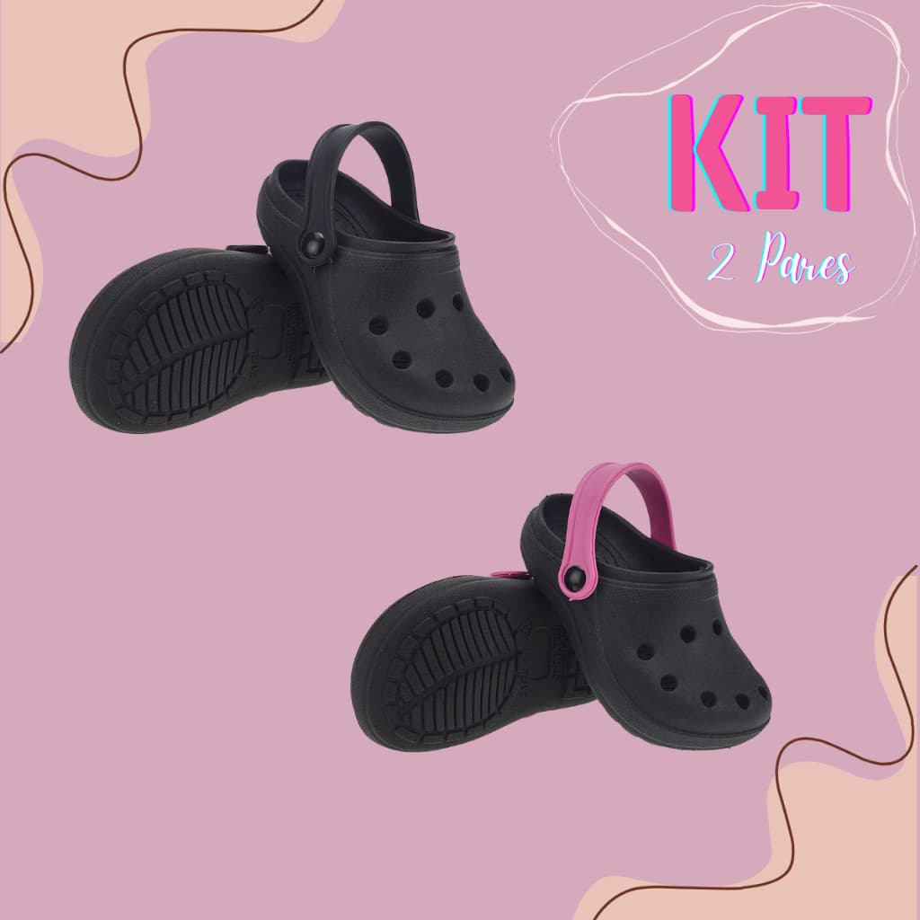 Kit 2 Pares Sandália Babuche Infantil Menina Básico Neutro Unissex Conforto Leveza Dia Dia Escola