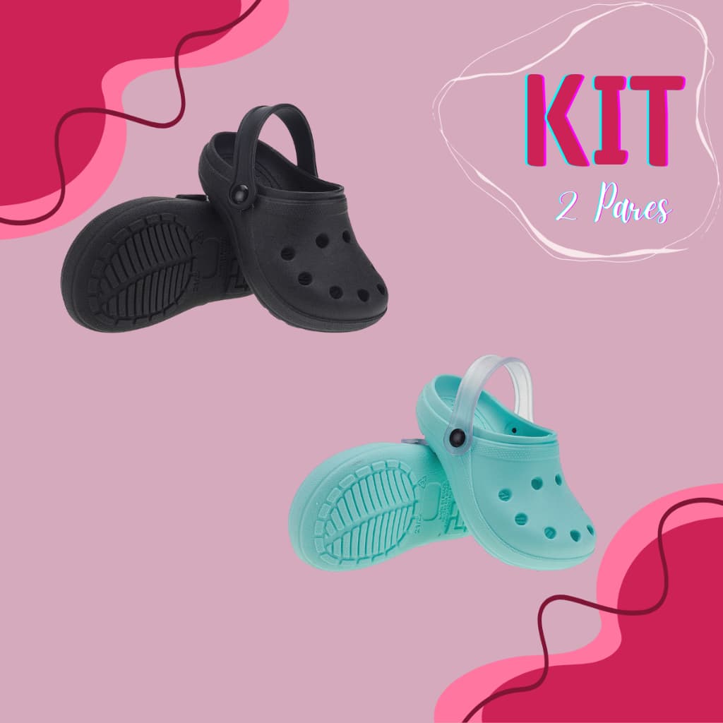 Kit 2 Pares Sandália Babuche Infantil Meninas Escolar Básico Unissex Conforto Leveza Maciez Criança
