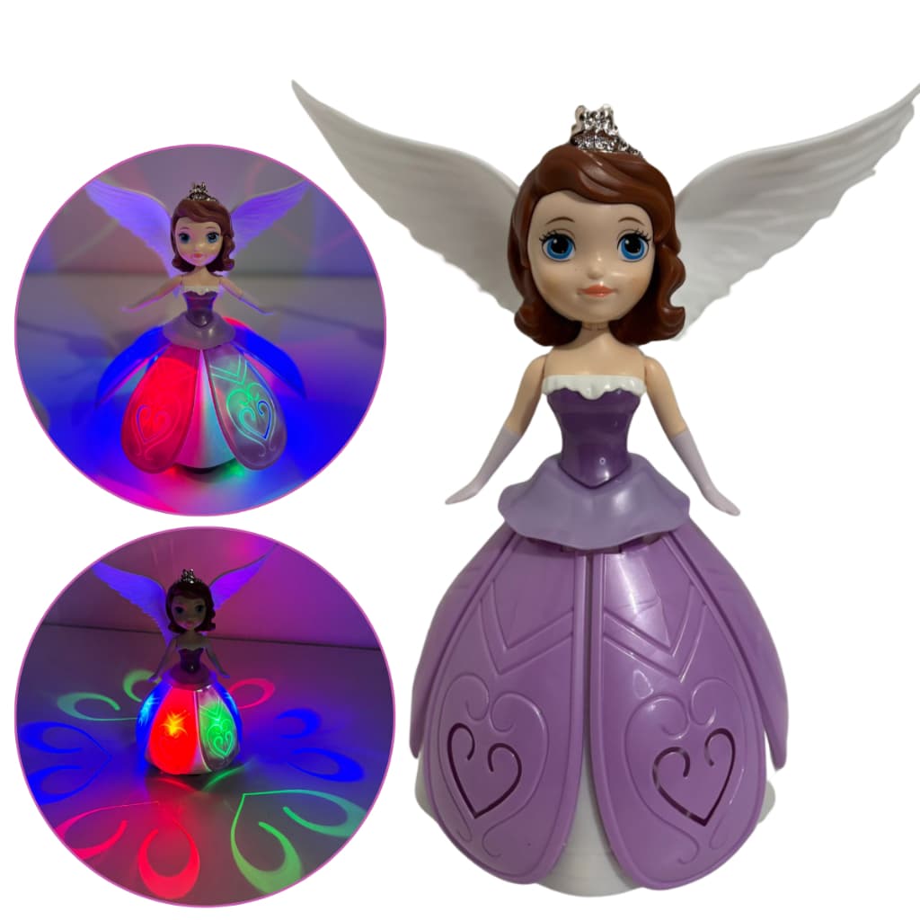 Princesa Dançarina Com Luz e Música Gira Brilha e Canta Brinquedo Boneca Menina Fada Bailarina