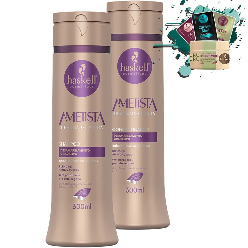Shampoo e Condicionador desamarelador Ametista 300ml Haskell