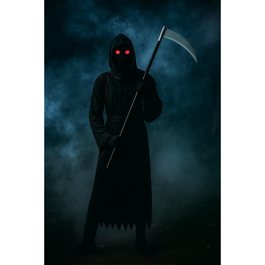 Fantasia Terror Ceifador Negro Pânico Misterioso com Capuz