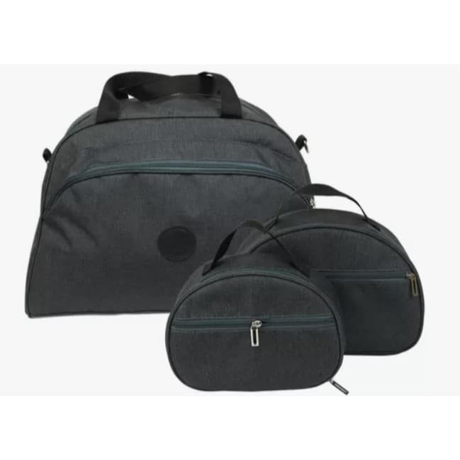 Kit Bolsa de viagem de Ombro e 2 Nécessaires tamanho M e P Cinza