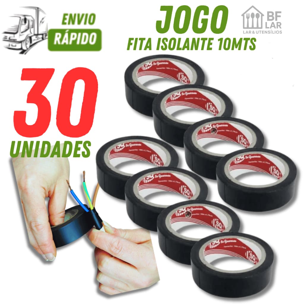 Fita Isolante Preta Antichamas Profissional 10 metros Eletricista e Serviços Gerais Casa /Construção