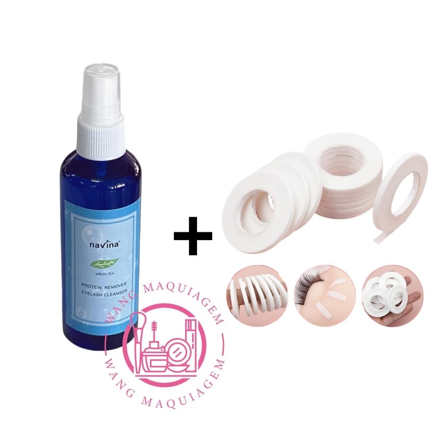 Navina Greentea Remover Limpador De Cílios + 5 Pcs Fita Para Isolamento De Cílios Extensão De Cílios