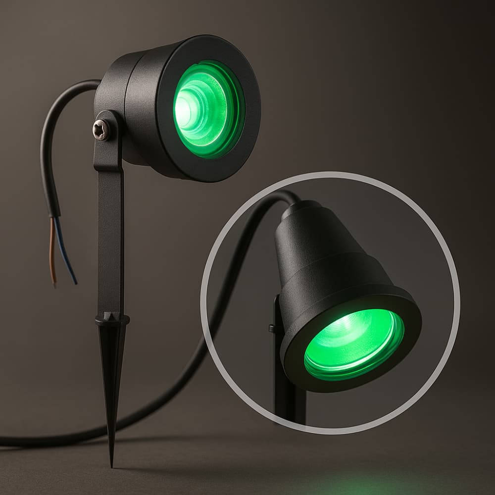 Luminária Espeto P/ Jardim LED Verde 7w Bivolt Carcaça Preto