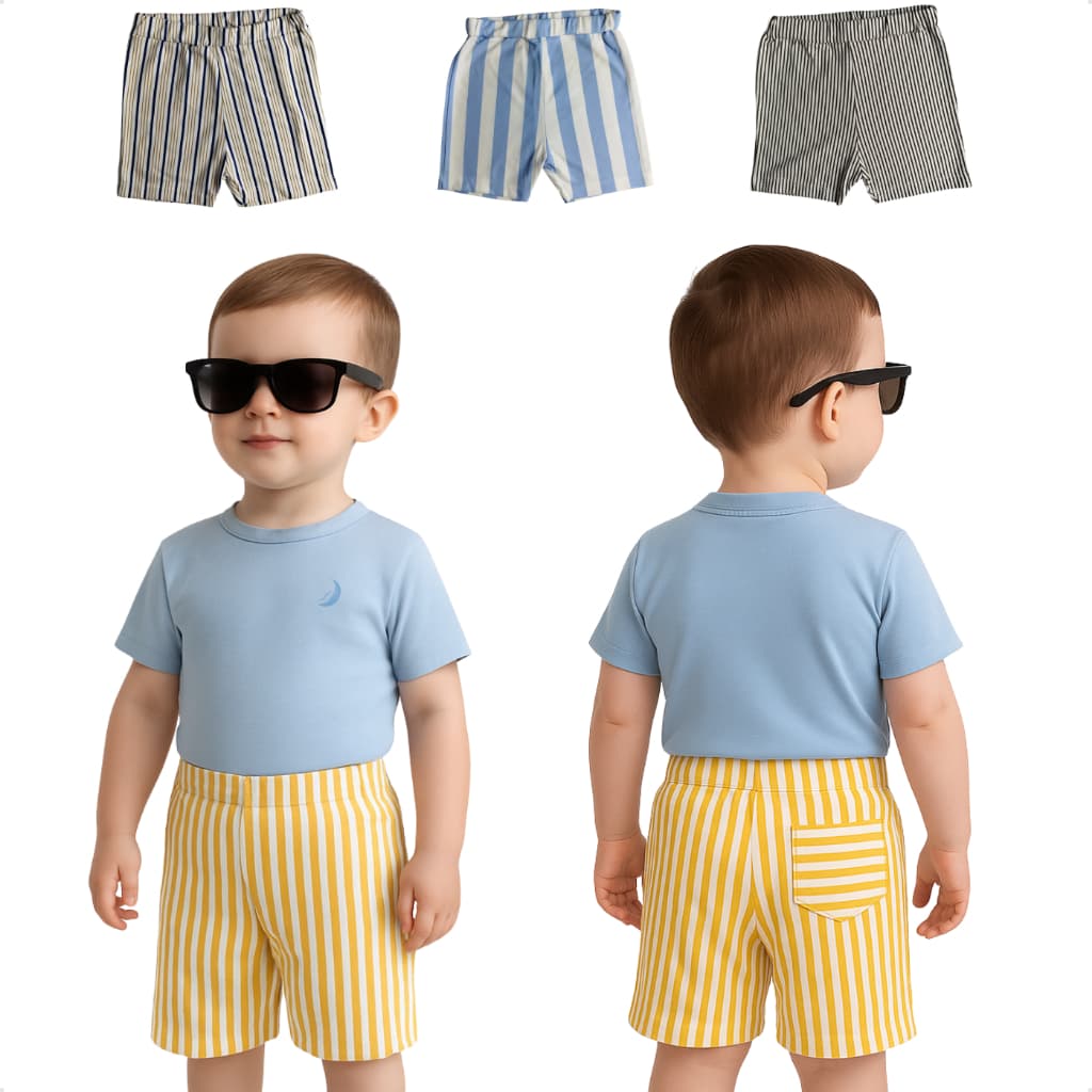 Shorts Menino Infantil Bermuda Listrada Masculino Malha Algodão