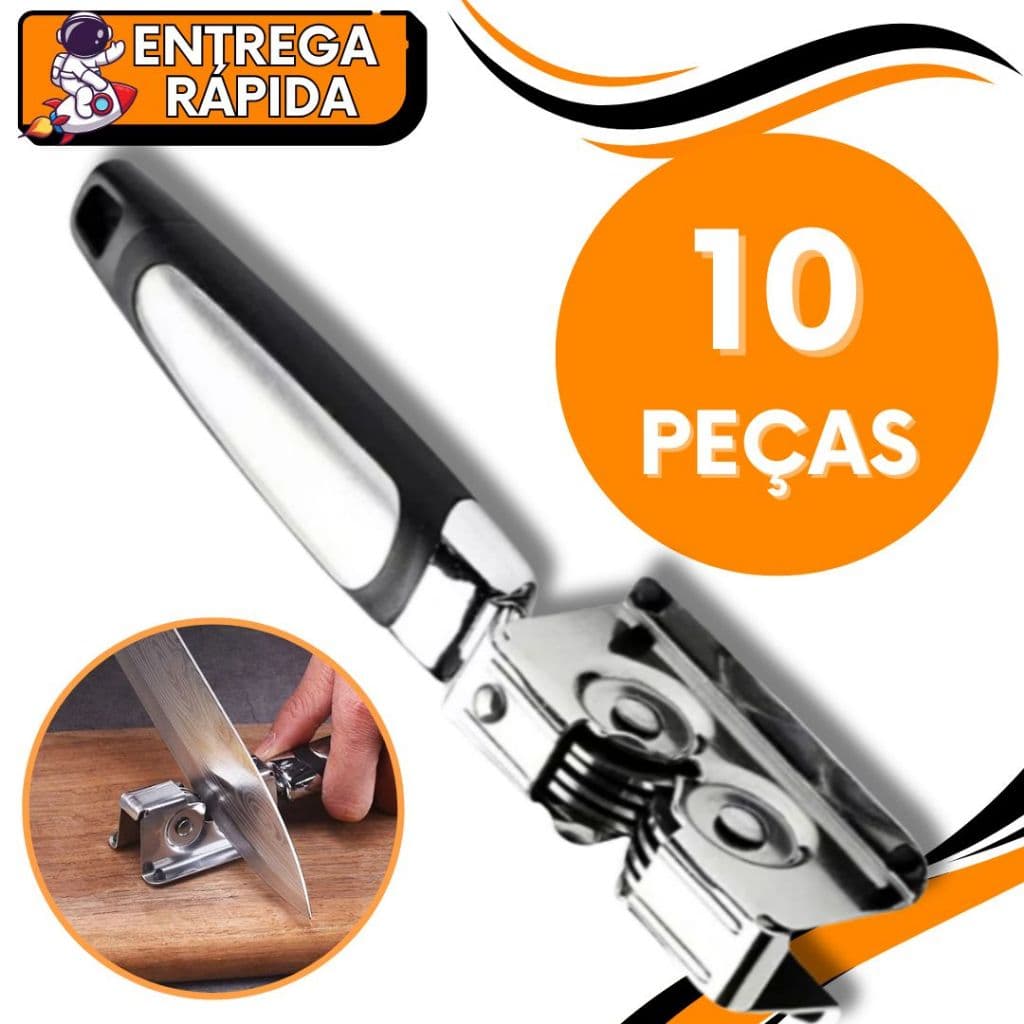 KIT JOGO 10 Amolador Afiador de Faca Tesoura Canivete Profissional Inox Resistente para Casa Cozinha Restaurante Bar