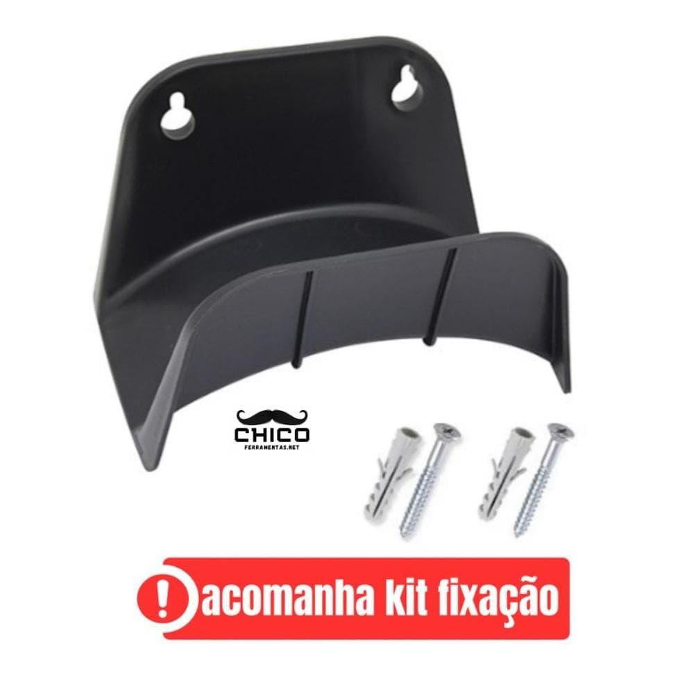 SUPORTE MANGUEIRA PLASTICO PRETO COM PARAFUSO