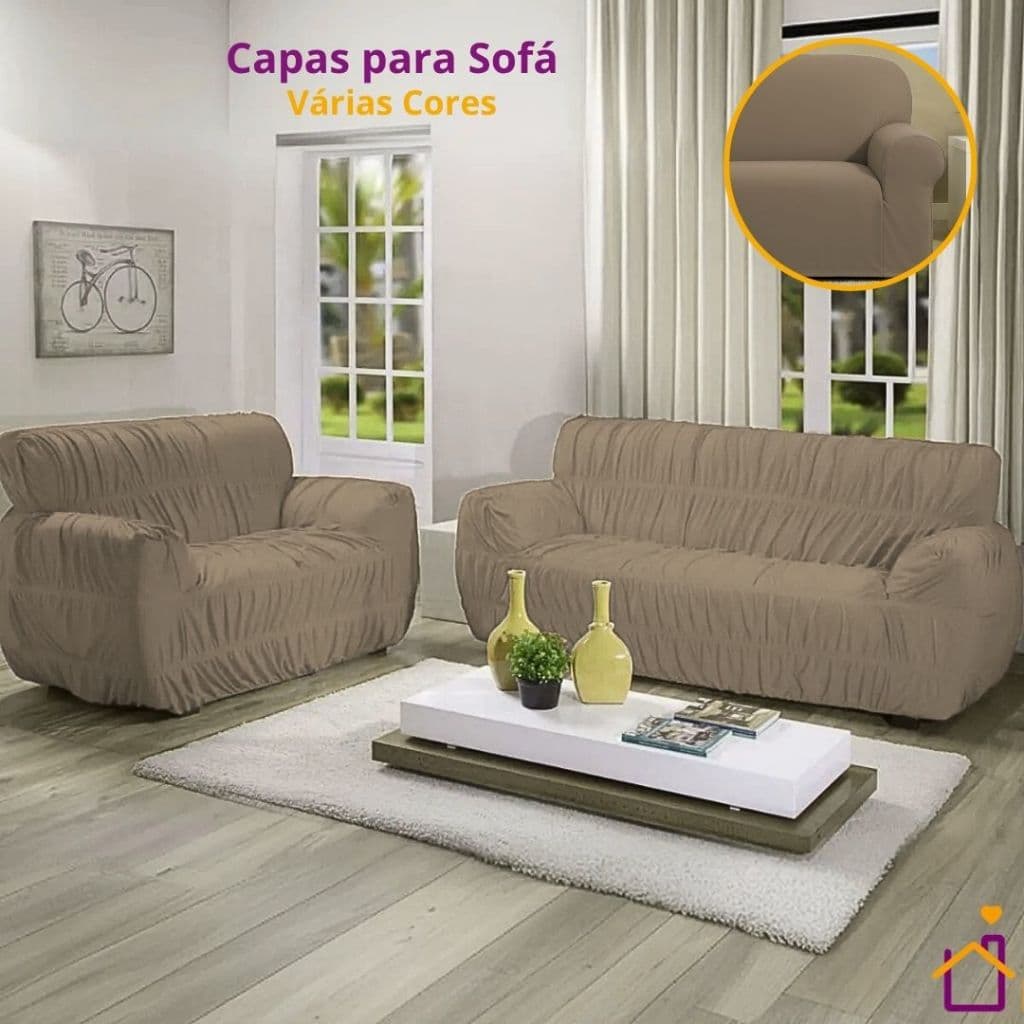 Capa Para Sofá 2 e 3 Lugares Lisa ou 21 Elásticos Cores Variadas