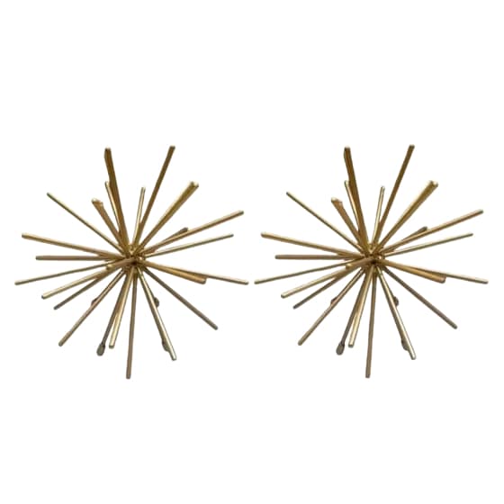 Kit com 2 Ouriços escultura Dourada p/Decoração