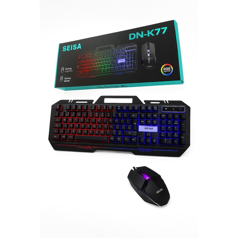 Kit Teclado E Mouse RGB Computador Notebook PC Com Fio e Led