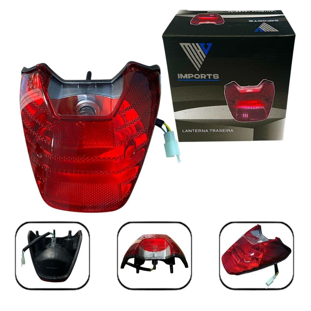 Lanterna Traseira C/Chicote + Lâmpada Honda Cg 125 09-13 Fan Ks Titan 150 04-08 BROS 150
