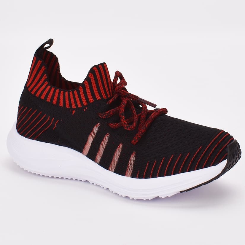 Tênis infantil Juvenil Kidy Energy Respitec Preto Vermelho Flyknit Unissex Cofortável