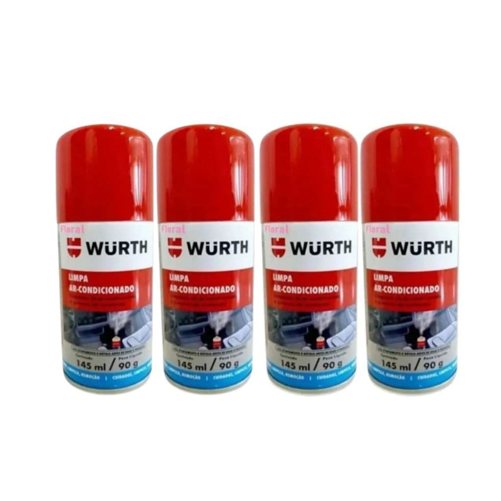 4 Limpa Ar Condicionado Higienizador Wurth Carro Novo 145ml