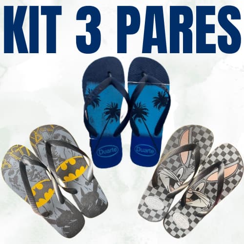 Kit 3 Pares de Chinelo Masculino Adulto Barato Promocao